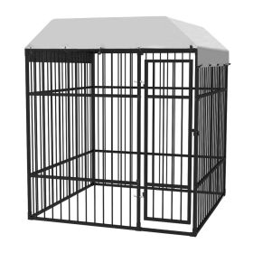 Heavy-Duty Outdoor Dog Kennel with Roof 6'x6'x7.5'