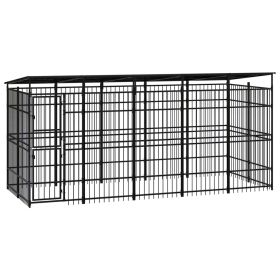 Outdoor Dog Kennel with Roof Steel 99.2 ft²