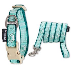 Touchdog 'Funny Bun' Tough Stitched Embroidered Collar and Leash (Color: Green, size: medium)