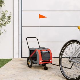 Pet Bike Trailer Orange and Black Oxford Fabric and Iron (Color: Orange)