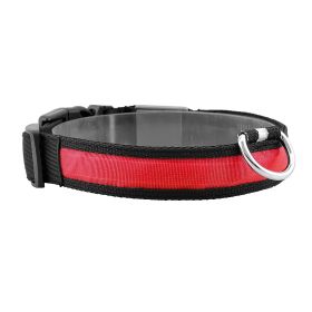 LED Dog Collar USB Rechargeable Adjustable Dog Safety Collar Night Safety Flashing Luminous Light up Collar (Color: Red, size: S)